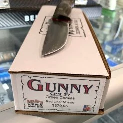 BARK RIVER KNIVES Bark River Gunny CPM 3V Knife W/ Green Canvas Micarta - Red Liners - Mosaic Pins