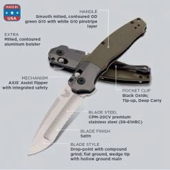 Benchmade 496 Vector Knife OD Green G-10 (3.6