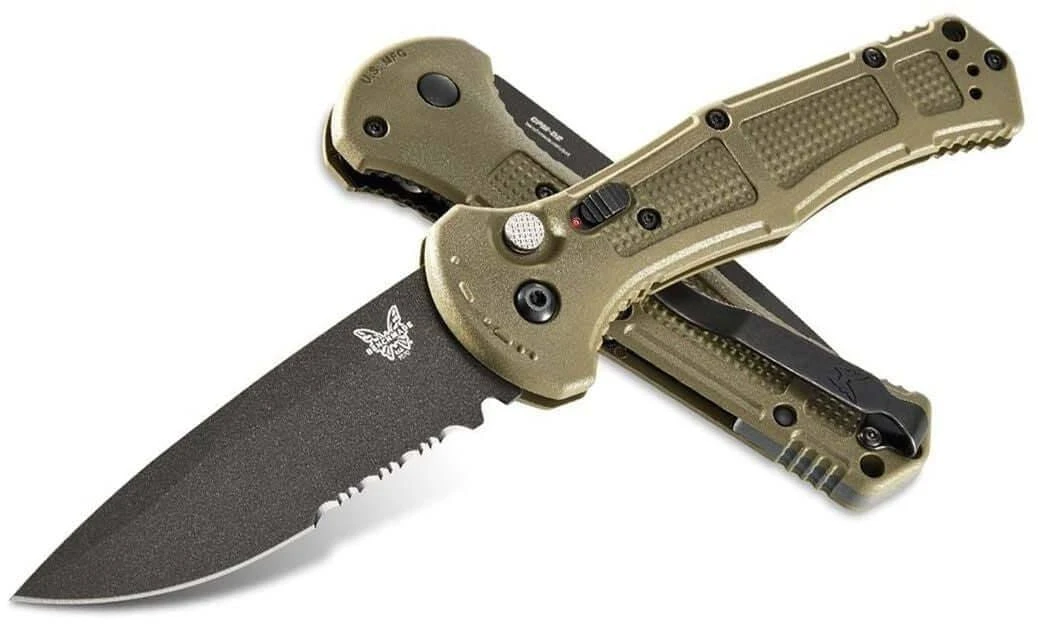 Discount 🤩 Benchmade Claymore Auto Folding Knife 9070SBK-1 CPM-D2 Ranger Green Grivory Handles 🎁 4 Benchmade Claymore Auto Folding Knife 9070SBK-1 CPM-D2 Ranger Green Grivory Handles
