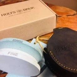 Axe Sharpeners Hults Bruk 180/600 Grit Grinding Stone, Leather Case