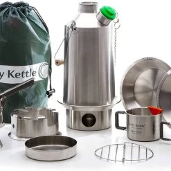 Water Filtration Kelly Kettle Ultimate Base Camp Kit 54 Oz Large Stainless Camp Kettle W/ Stove For Fishing, Hunting, Hiking