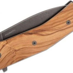 LionSteel Knives LionSteel KUR Flipper 3.43" Black PVD Stonewashed Blade, Olive Handles