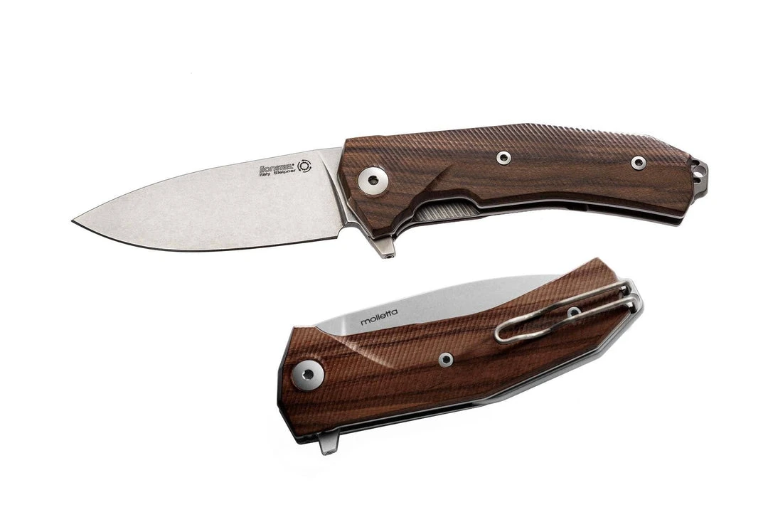 Outlet π LionSteel KUR Flipper Knife - Santos Wood Handles (Italy) π 1 LionSteel KUR Flipper Knife - Santos Wood Handles (Italy)