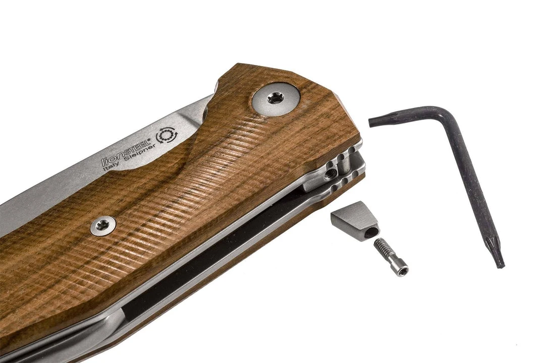 Outlet π LionSteel KUR Flipper Knife - Santos Wood Handles (Italy) π 6 LionSteel KUR Flipper Knife - Santos Wood Handles (Italy)