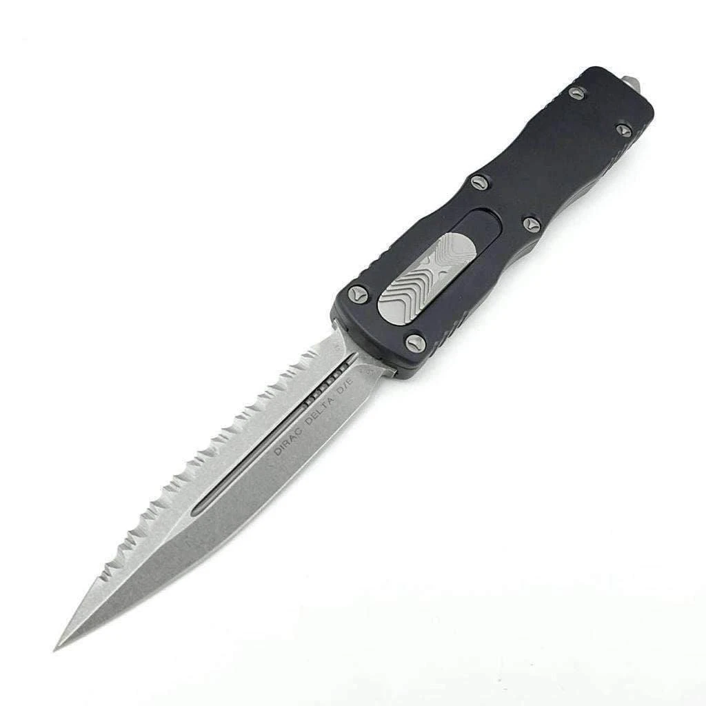Wholesale β All Knife Brands Microtech 227-12 Dirac Delta D/E - Black Handle - Stonewashed Full Serration π 1 All Knife Brands Microtech 227-12 Dirac Delta D/E - Black Handle - Stonewashed Full Serration