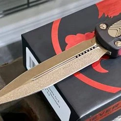 All Knife Brands Microtech 227-13 Dirac Delta D/E - Black Handle - Bronze Blade