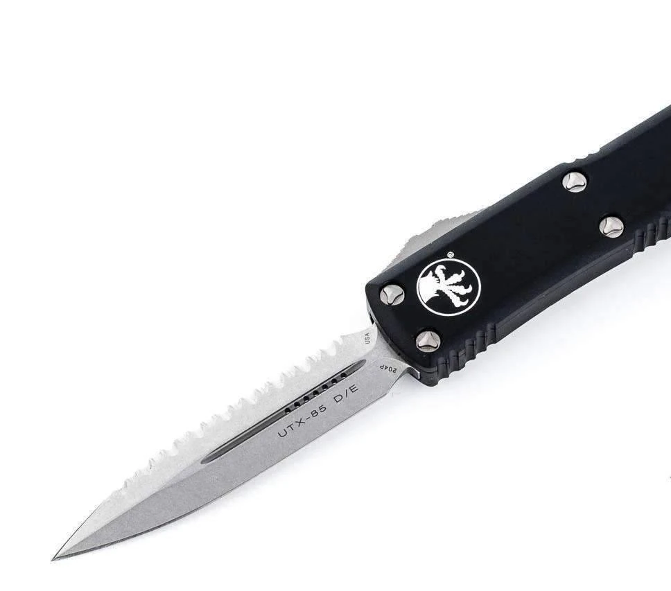 Discount π Microtech 232-12 UTX-85 D/E Black Handle Full Serrations Blade π 1 Microtech 232-12 UTX-85 D/E Black Handle Full Serrations Blade