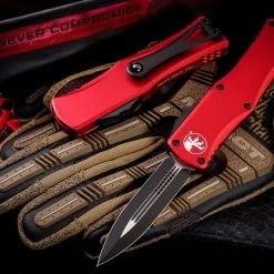 All Knife Brands MICROTECH 702-1RD HERA D/E BLACK STD RED HANDLES