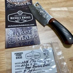 NICHOLAS NICHOLS Limited Edition Knives Nic Nichols Mini Cleaver Makers Mark Bourbon Handles Limited Edition