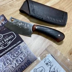NICHOLAS NICHOLS Limited Edition Knives Nic Nichols Mini Cleaver Makers Mark Bourbon Handles Limited Edition
