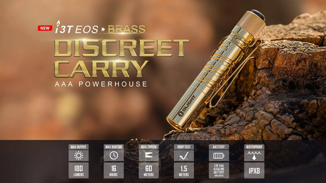 Wholesale 𧨠Olight I3T EOS Brass Flashlight (Limited Edition) π 1 Olight I3T EOS Brass Flashlight (Limited Edition)