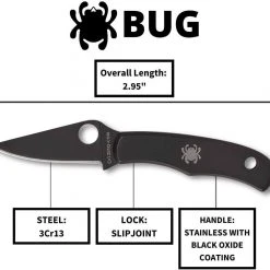 Discount π Spyderco Bug Non-Locking Knife Black Steel Blade C133BKP Spyderco Knives β€οΈ 9 Spyderco Bug Non-Locking Knife Black Steel Blade C133BKP Spyderco Knives