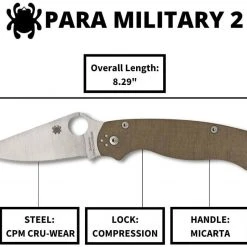 Discount 🌟 Spyderco Paramilitary 2 C81MPCW2 Folding Knife 3.47" CruWear Canvas Micarta Spyderco Knives 🥰 20 Spyderco Paramilitary 2 C81MPCW2 Folding Knife 3.47